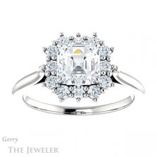 14k White Gold Asscher Cut Forever One Engagement Ring Setting #GTJ1177-asscher-fo-w
