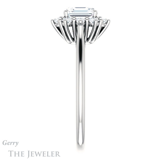 14k White Gold Asscher Cut Forever One Engagement Ring Setting #GTJ1177-asscher-fo-w