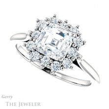 14k White Gold Asscher Cut Forever One Engagement Ring Setting #GTJ1177-asscher-fo-w
