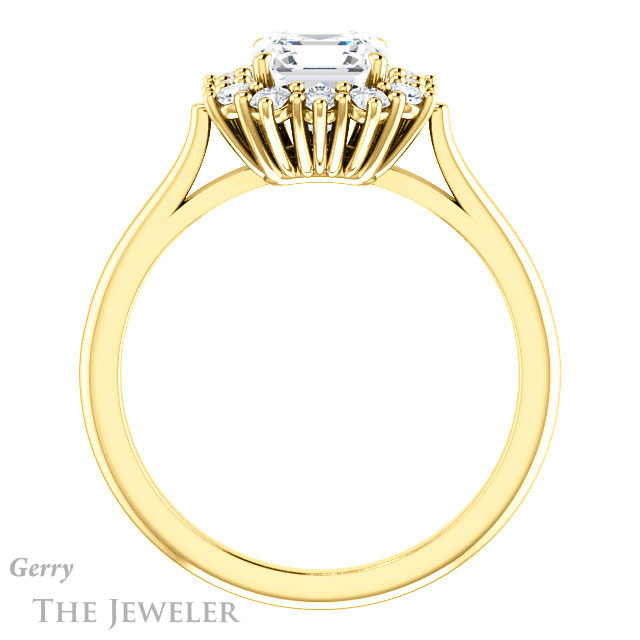 14k Yellow Gold Asscher Cut Forever One Engagement Ring Setting #GTJ1177-asscher-fo-y