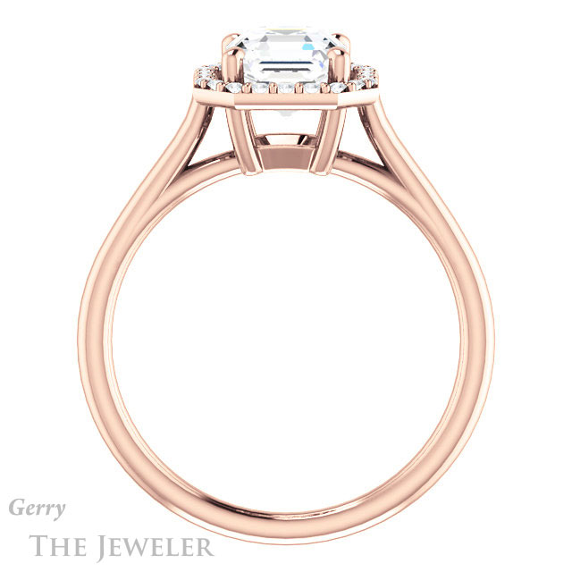 14k Rose Gold Asscher Cut Forever One Engagement Ring Setting #GTJ1178-asscher-fo-r