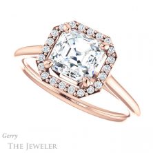 14k Rose Gold Asscher Cut Forever One Engagement Ring Setting #GTJ1178-asscher-fo-r