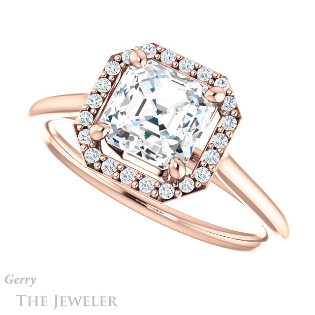 14k Rose Gold Asscher Cut Forever One Engagement Ring Setting #GTJ1178-asscher-fo-r