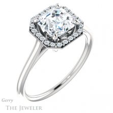 14k White Gold Asscher Cut Forever One Engagement Ring Setting #GTJ1178-asscher-fo-w