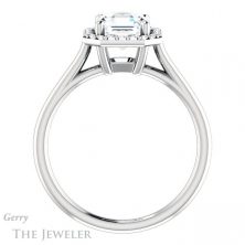 14k White Gold Asscher Cut Forever One Engagement Ring Setting #GTJ1178-asscher-fo-w