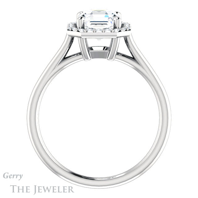 14k White Gold Asscher Cut Forever One Engagement Ring Setting #GTJ1178-asscher-fo-w
