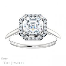 14k White Gold Asscher Cut Forever One Engagement Ring Setting #GTJ1178-asscher-fo-w