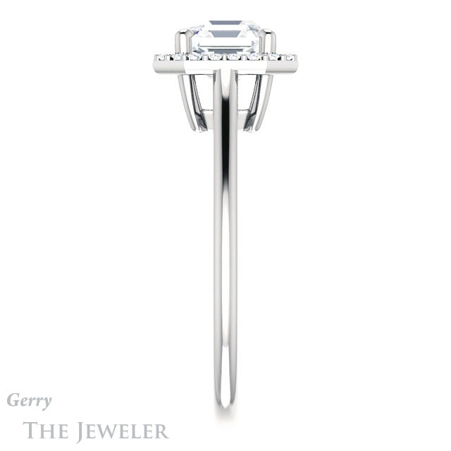 14k White Gold Asscher Cut Forever One Engagement Ring Setting #GTJ1178-asscher-fo-w