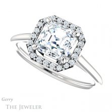 14k White Gold Asscher Cut Forever One Engagement Ring Setting #GTJ1178-asscher-fo-w