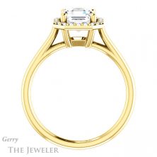 14k Yellow Gold Asscher Cut Forever One Engagement Ring Setting #GTJ1178-asscher-fo-y