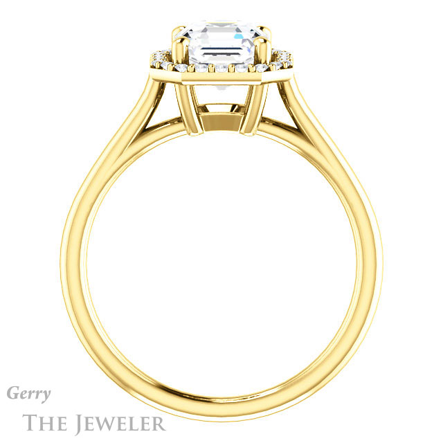 14k Yellow Gold Asscher Cut Forever One Engagement Ring Setting #GTJ1178-asscher-fo-y
