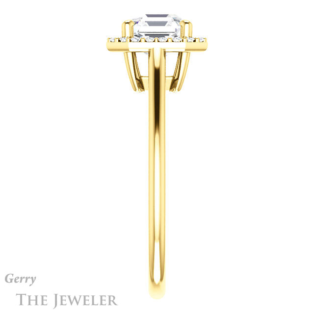 14k Yellow Gold Asscher Cut Forever One Engagement Ring Setting #GTJ1178-asscher-fo-y