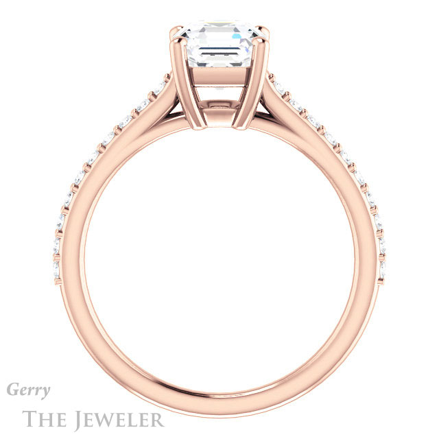 14k Rose Gold Asscher Cut Forever One Engagement Ring Setting #GTJ1179-asscher-fo-r