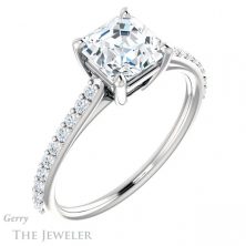 14k White Gold Asscher Cut Forever One Engagement Ring Setting #GTJ1179-asscher-fo-w