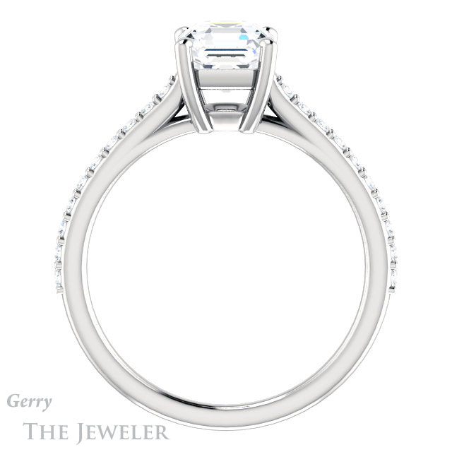14k White Gold Asscher Cut Forever One Engagement Ring Setting #GTJ1179-asscher-fo-w