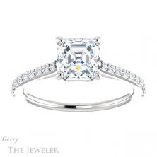 14k White Gold Asscher Cut Forever One Engagement Ring Setting #GTJ1179-asscher-fo-w