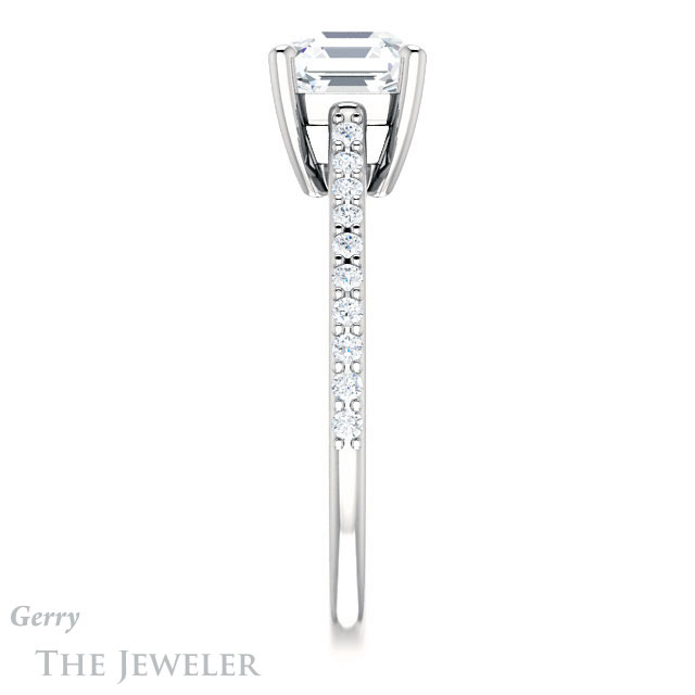 14k White Gold Asscher Cut Forever One Engagement Ring Setting #GTJ1179-asscher-fo-w