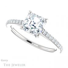 14k White Gold Asscher Cut Forever One Engagement Ring Setting #GTJ1179-asscher-fo-w