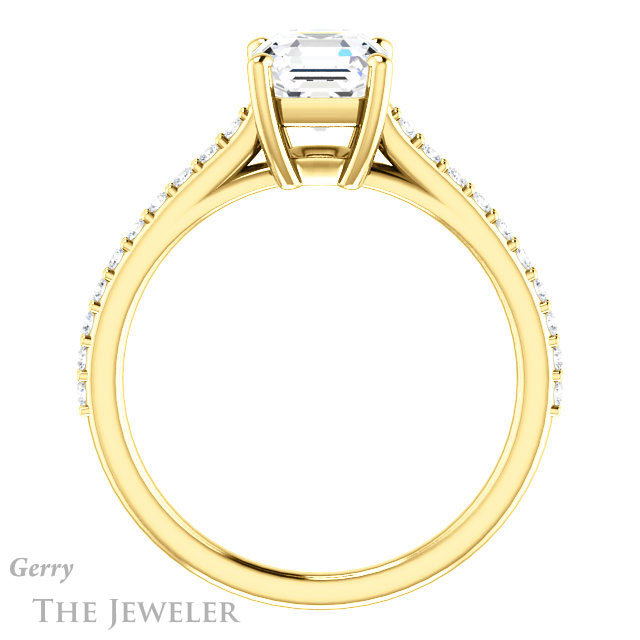14k Yellow Gold Asscher Cut Forever One Engagement Ring Setting #GTJ1179-asscher-fo-y