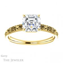 14k Yellow Gold Asscher Cut Forever One Engagement Ring Setting #GTJ1180-asscher-fo-y 1 14k Yellow Gold Asscher Cut Forever One Engagement Ring Setting #GTJ1180-asscher-fo-y