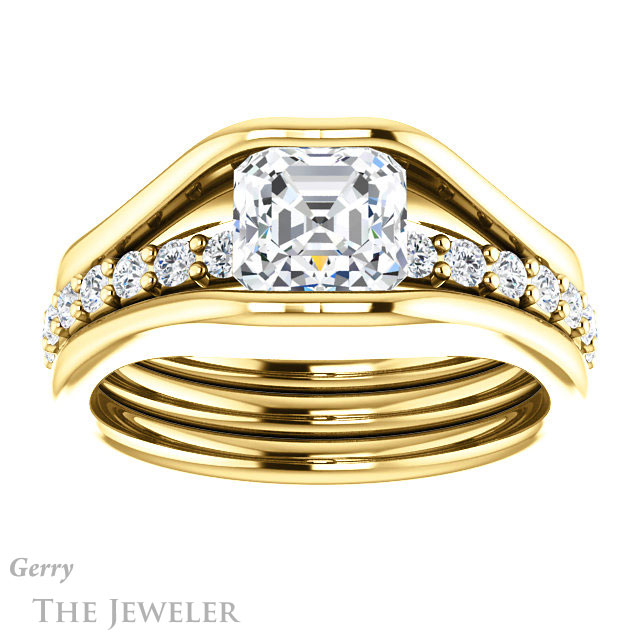 Asscher Cut Forever One Engagement Ring Setting #GTJ1181-asscher-fo-y | Gerry The Jeweler 14k Yellow Gold Asscher Cut Forever One Engagement Ring Setting #GTJ1181-asscher-fo-y