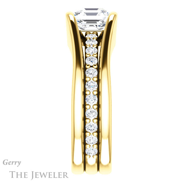 Asscher Cut Forever One Engagement Ring Setting #GTJ1181-asscher-fo-y | Gerry The Jeweler 14k Yellow Gold Asscher Cut Forever One Engagement Ring Setting #GTJ1181-asscher-fo-y