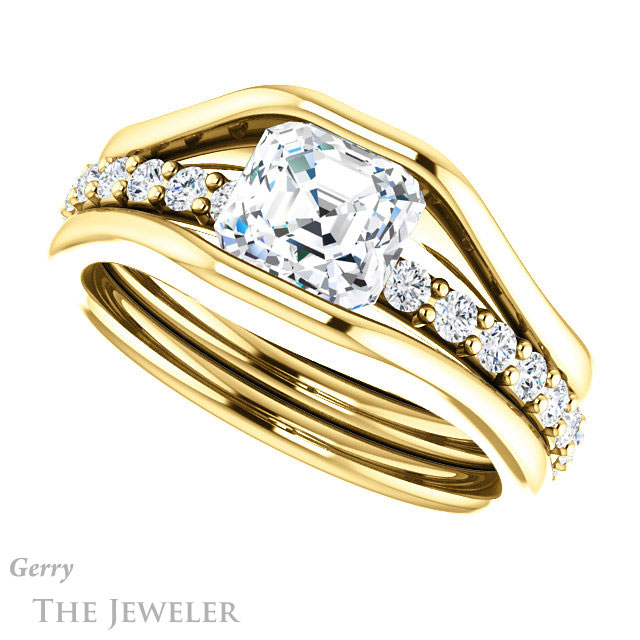 Asscher Cut Forever One Engagement Ring Setting #GTJ1181-asscher-fo-y | Gerry The Jeweler 14k Yellow Gold Asscher Cut Forever One Engagement Ring Setting #GTJ1181-asscher-fo-y
