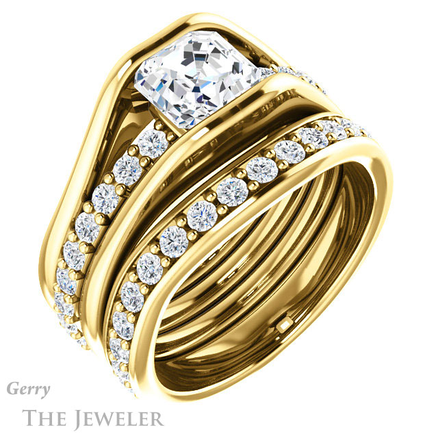 Asscher Cut Forever One Engagement Ring Setting #GTJ1181-asscher-fo-y | Gerry The Jeweler 14k Yellow Gold Asscher Cut Forever One Engagement Ring Setting #GTJ1181-asscher-fo-y