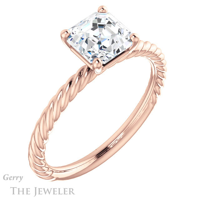 14k Rose Gold Asscher Cut Forever One Engagement Ring Setting #GTJ1182-asscher-fo-r