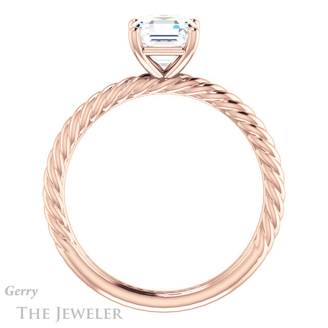 14k Rose Gold Asscher Cut Forever One Engagement Ring Setting #GTJ1182-asscher-fo-r