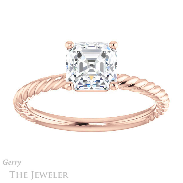 14k Rose Gold Asscher Cut Forever One Engagement Ring Setting #GTJ1182-asscher-fo-r