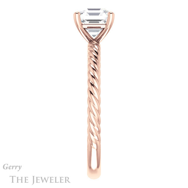 14k Rose Gold Asscher Cut Forever One Engagement Ring Setting #GTJ1182-asscher-fo-r