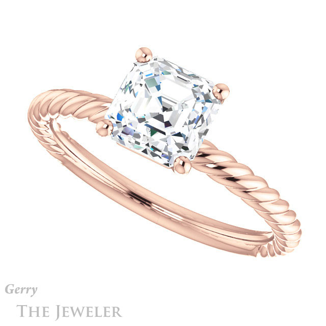 14k Rose Gold Asscher Cut Forever One Engagement Ring Setting #GTJ1182-asscher-fo-r