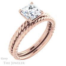 14k Rose Gold Asscher Cut Forever One Engagement Ring Setting #GTJ1182-asscher-fo-r