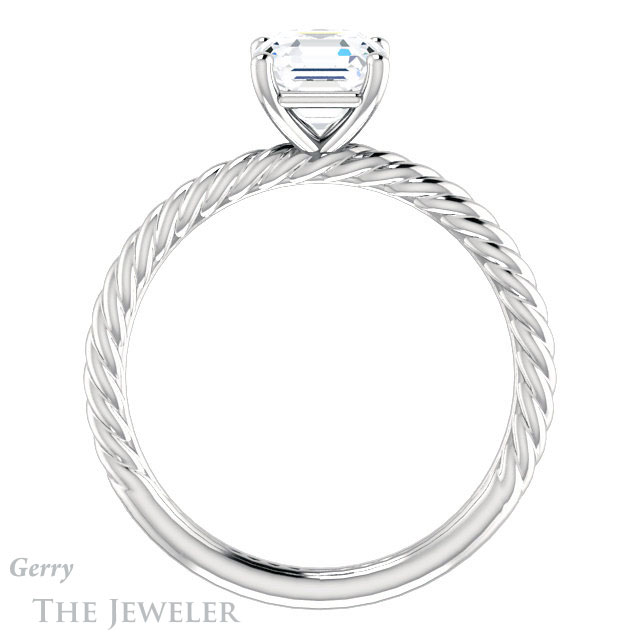 14k White Gold Asscher Cut Forever One Engagement Ring Setting #GTJ1182-asscher-fo-w