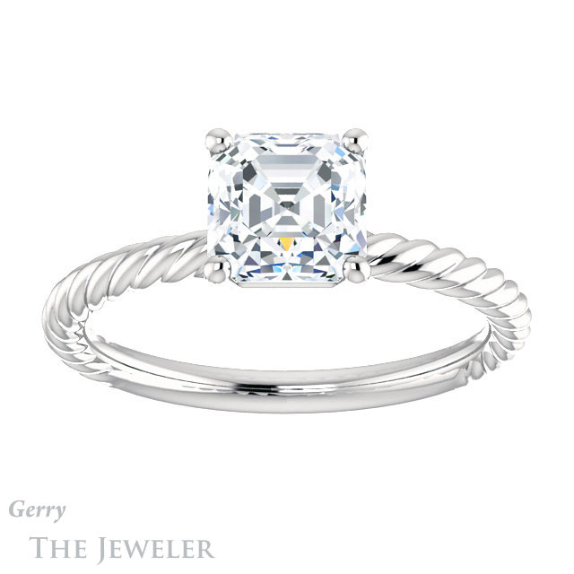 14k White Gold Asscher Cut Forever One Engagement Ring Setting #GTJ1182-asscher-fo-w