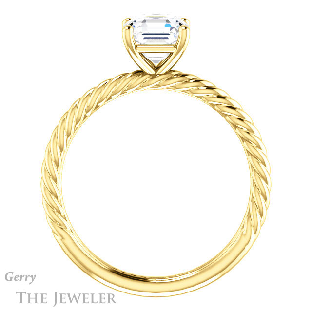 14k Yellow Gold Asscher Cut Forever One Engagement Ring Setting #GTJ1182-asscher-fo-y