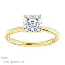 14k Yellow Gold Asscher Cut Forever One Engagement Ring Setting #GTJ1182-asscher-fo-y