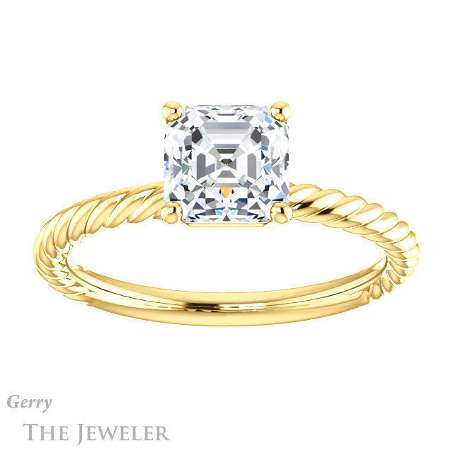 14k Yellow Gold Asscher Cut Forever One Engagement Ring Setting #GTJ1182-asscher-fo-y