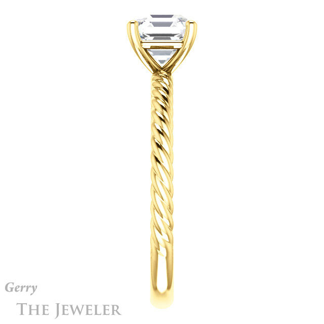 14k Yellow Gold Asscher Cut Forever One Engagement Ring Setting #GTJ1182-asscher-fo-y