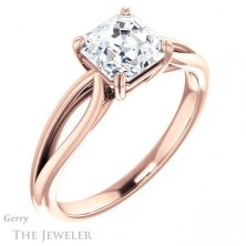 14k Rose Gold Asscher Cut Forever One Engagement Ring Setting #GTJ1183-asscher-fo-r