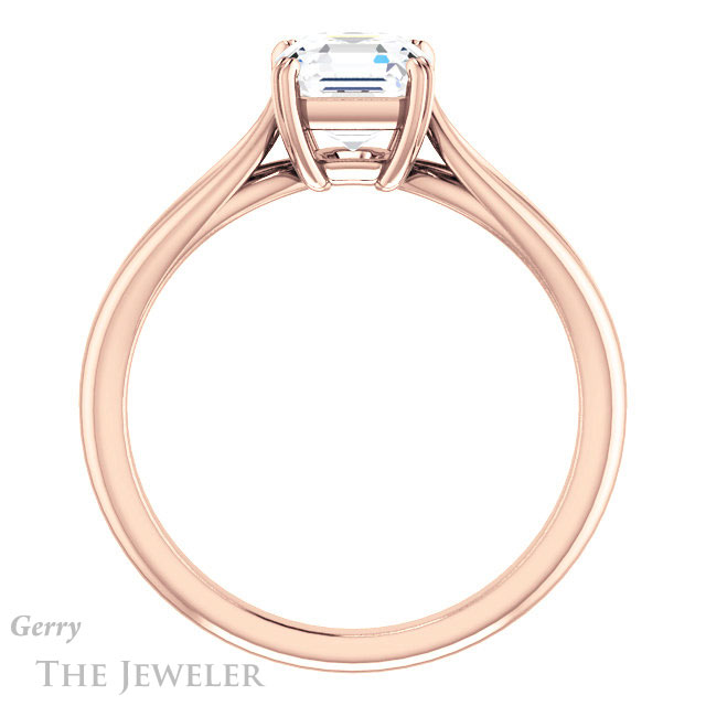 14k Rose Gold Asscher Cut Forever One Engagement Ring Setting #GTJ1183-asscher-fo-r
