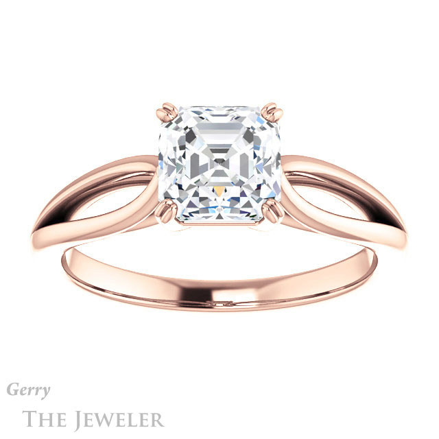 14k Rose Gold Asscher Cut Forever One Engagement Ring Setting #GTJ1183-asscher-fo-r