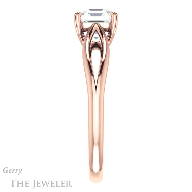 14k Rose Gold Asscher Cut Forever One Engagement Ring Setting #GTJ1183-asscher-fo-r