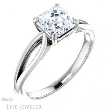 14k White Gold Asscher Cut Forever One Engagement Ring Setting #GTJ1183-asscher-fo-w