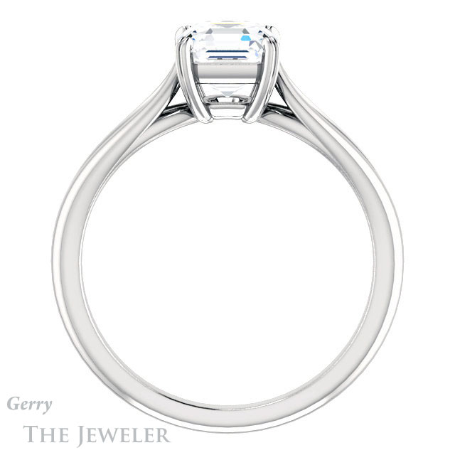 14k White Gold Asscher Cut Forever One Engagement Ring Setting #GTJ1183-asscher-fo-w