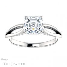 14k White Gold Asscher Cut Forever One Engagement Ring Setting #GTJ1183-asscher-fo-w