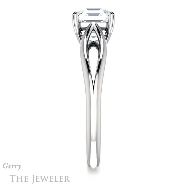 14k White Gold Asscher Cut Forever One Engagement Ring Setting #GTJ1183-asscher-fo-w