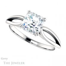 14k White Gold Asscher Cut Forever One Engagement Ring Setting #GTJ1183-asscher-fo-w