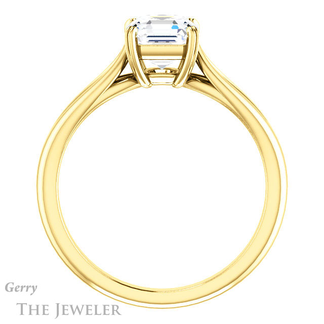 14k Yellow Gold Asscher Cut Forever One Engagement Ring Setting #GTJ1183-asscher-fo-y